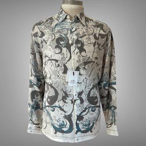 Hermes Authentic New Luxurious Modern Tropical Silk Shirt Size 15 3/4/40 France